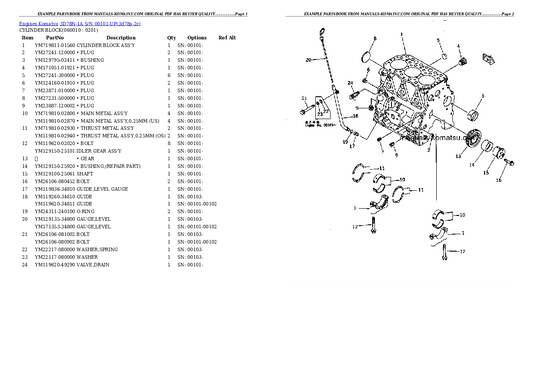 Komatsu 3078-1A Engine Parts Manual S/N 00101-UP - PDF