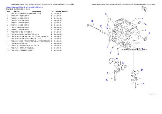 Komatsu 3078N-18 Engine Parts Manual S/N 00188-UP - PDF