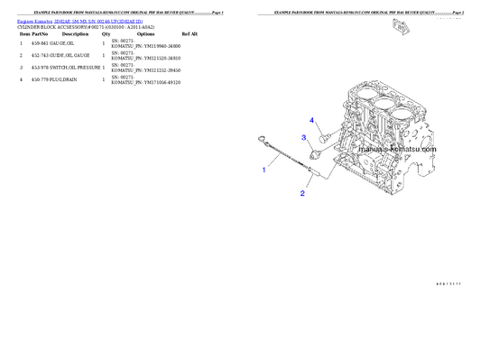 Komatsu 3082AE-5M-MX Engine Parts Manual S/N 00246-UP - PDF