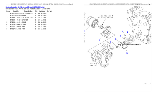 Komatsu 3D67E-1A-MX Engine Parts Manual S/N 5A6263-UP - PDF