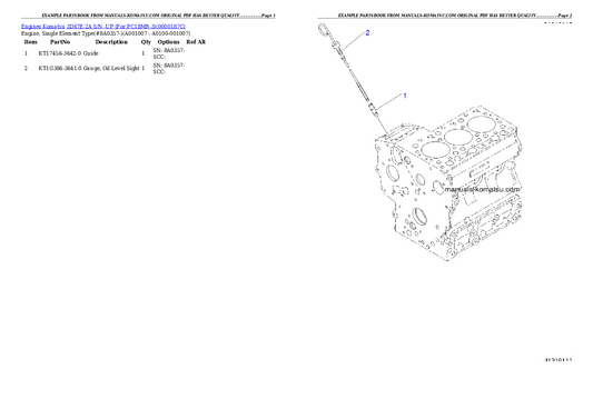 Komatsu 3D67E-2A Engine Parts Manual S/N 8A0357-UP (For PC18MR-3) - PDF