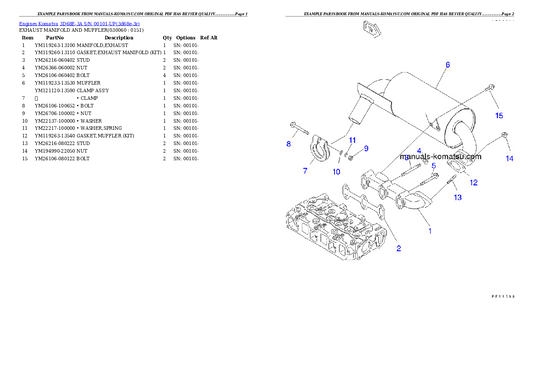 Komatsu 3D68E-3A Engine Parts Manual S/N 00101 - PDF