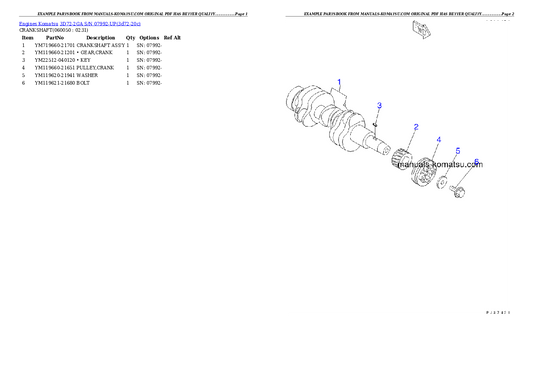 Komatsu 3D72-2GA Engine Parts Manual S/N 07992-UP - PDF