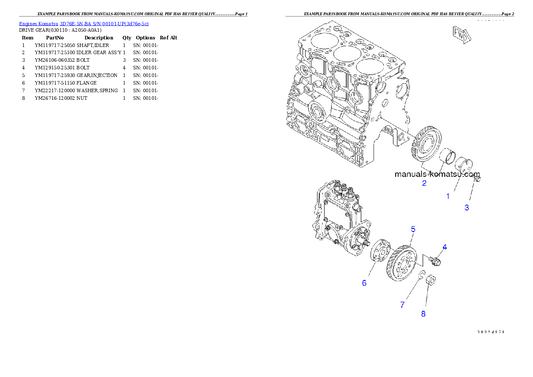 Komatsu 3D76E-5N-BA Engine Parts Manual S/N 00101-UP - PDF 