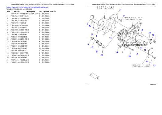 Komatsu 3D82AE-68M-DA Engine Parts Manual S/N 04634-UP - PDF