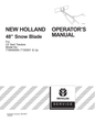 New Holand Yard Tractor 48 Inch Snow Blade 715648006 Operator’s Manual 86619977 - PDF