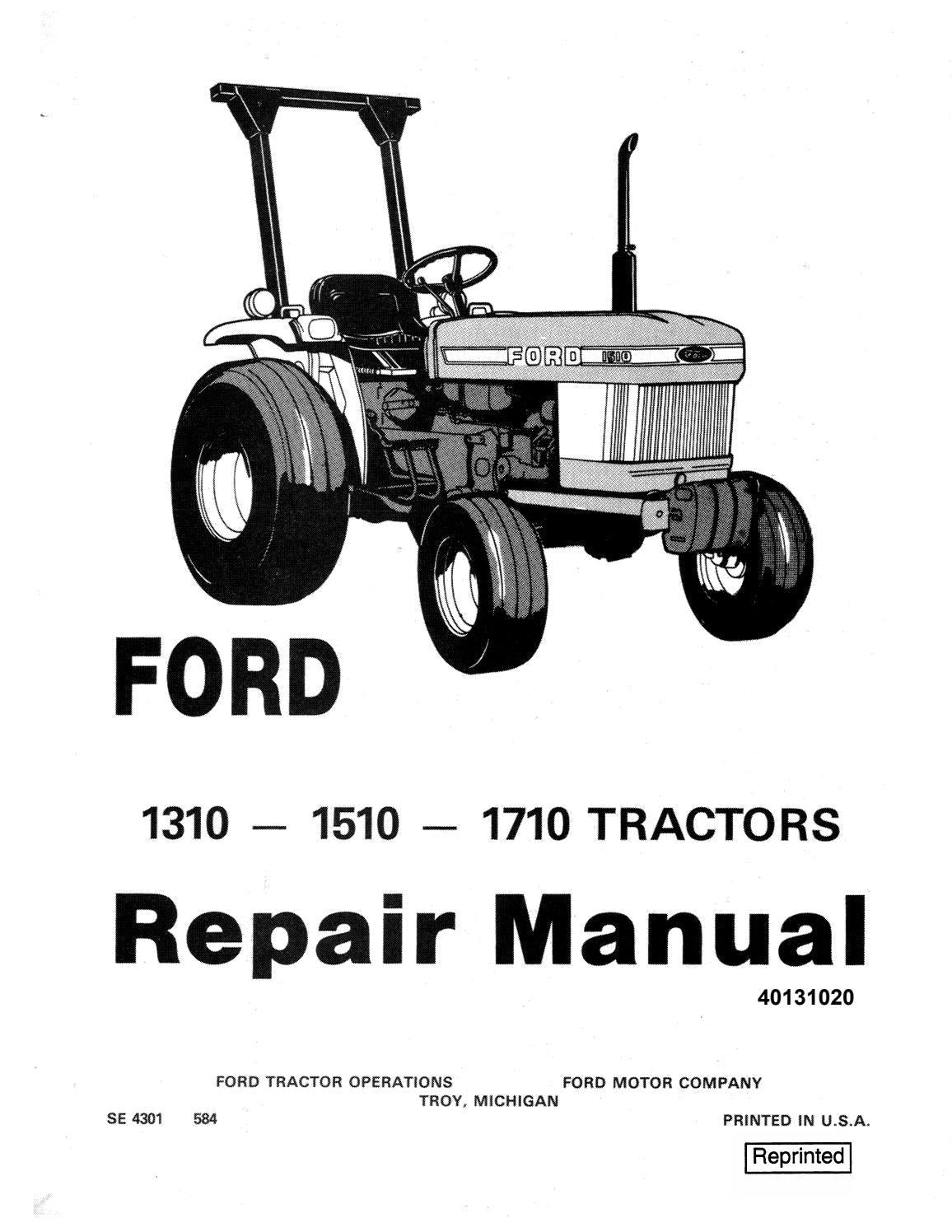 New Holland 1310, 1510, 1710 Tractor Service Repair Manual 40131020 - PDF