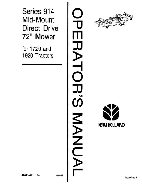 New Holland 1720, 1920, 914 Operator's Manual 42091417 - PDF