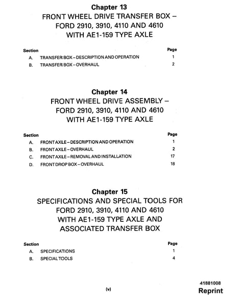 New Holland 2910, 3910, 4110, 4610 Service Repair Manual 41881008 - PDF