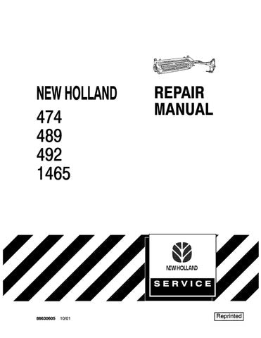 New Holland 474,489,492,1465 Mower Conditioner Service Repair Manual 86630605 - PDF