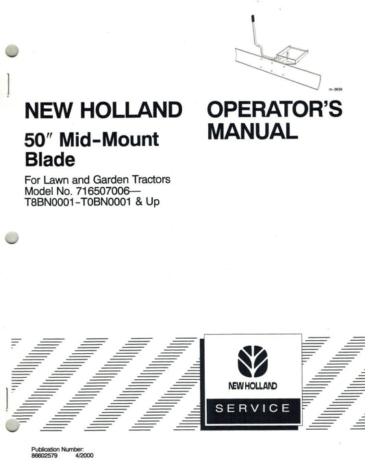 New Holland 50 Inch Mid-mount Blade LGT`s Operator's Manual 42871800 - PDF