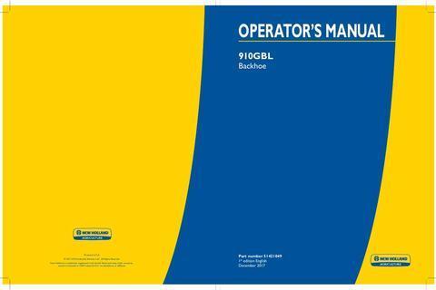New Holland 910GBL Backhoe Operator's Manual 51421049, 90441921 - PDF