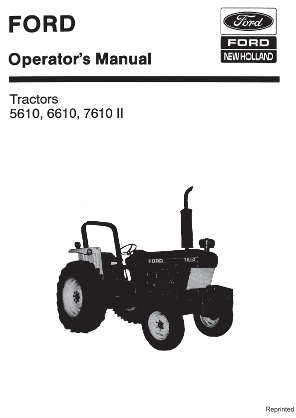 New Holland Ford 5610, 6610, 7610 II Tractors No Cab (SE4241) Operator's Manual 42561034 - PDF