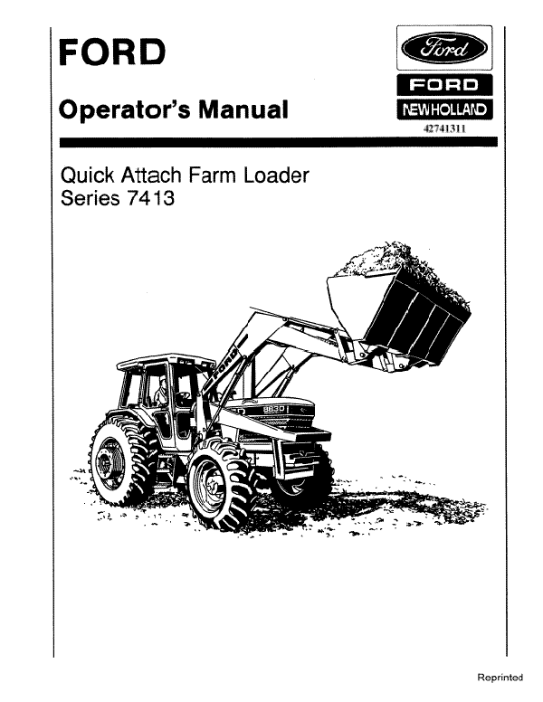 New Holland Ford 7413 Series Quick Attach Farm Loader Operator's Manual 42741311 - PDF