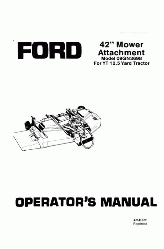 New Holland Ford SE4540 42 ` Mower Attachment for YT 12.5 Yard Tractors Operator's Manual 42641029 - PDF