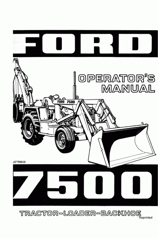 New Holland Ford Se3399 7500 Tractor Loader Backhoe Operator's Manual 42750010 - PDF