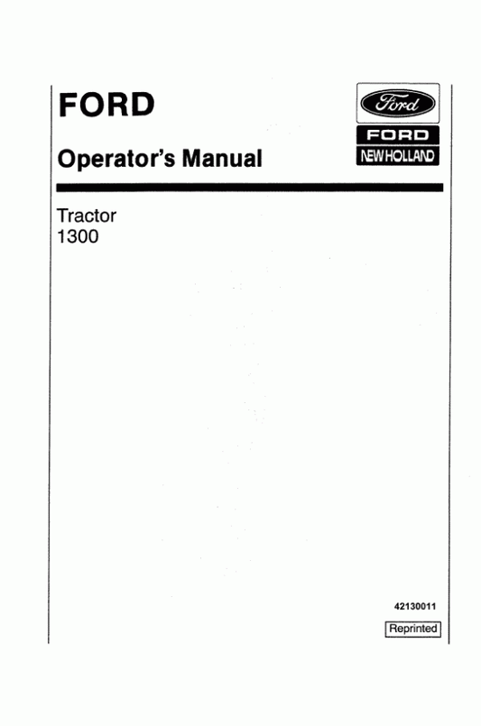 New Holland Ford Se3750A 1300 Tractor Operator's Manual 42130011 - PDF