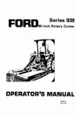 New Holland Ford Se3916A Series 939 60 Inch Rotary Cutter Operator's Manual 42886011 - PDF