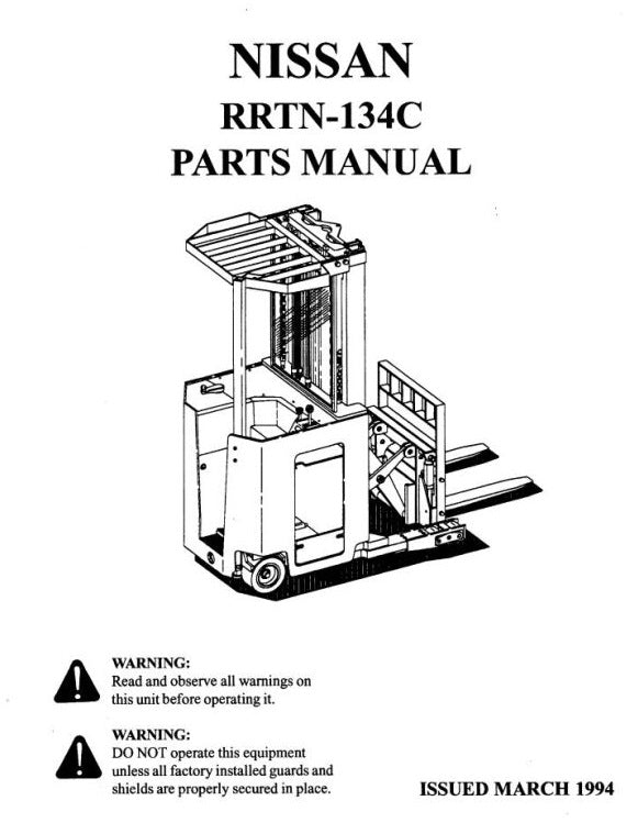 Nissan RRTN-134C Forklift Parts Manual