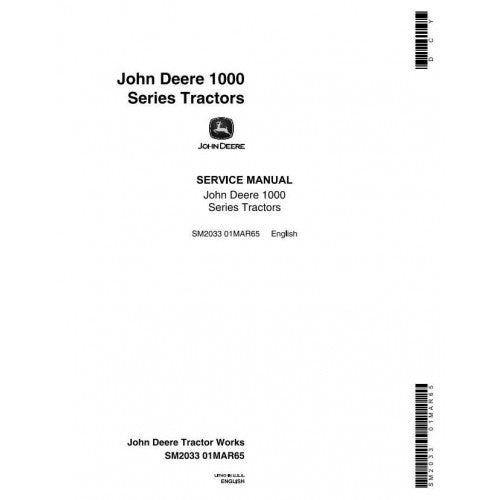 John Deere 1010, 1010RS, 1010RU, 1010RUS, 1010O, 1010U, 1010R Tractor Technical Service Repair Manual SM2033 - PDF