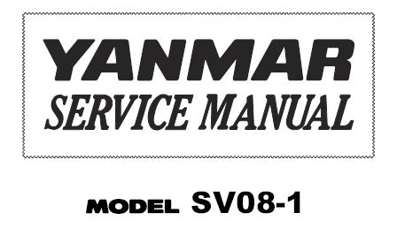 SV08-1 YANMAR EXCAVATOR SERVICE REPAIR MANUAL