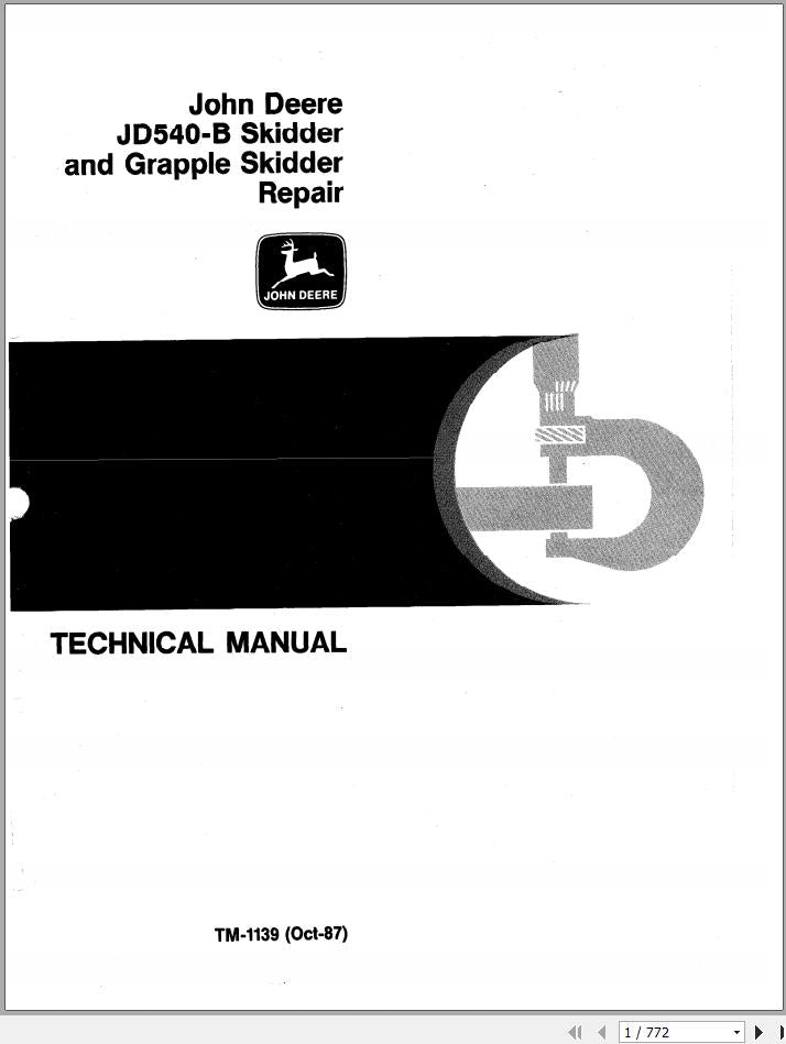 John Deere JD640 Grapple Skidder Technical Service Repair Manual TM1124 - PDF
