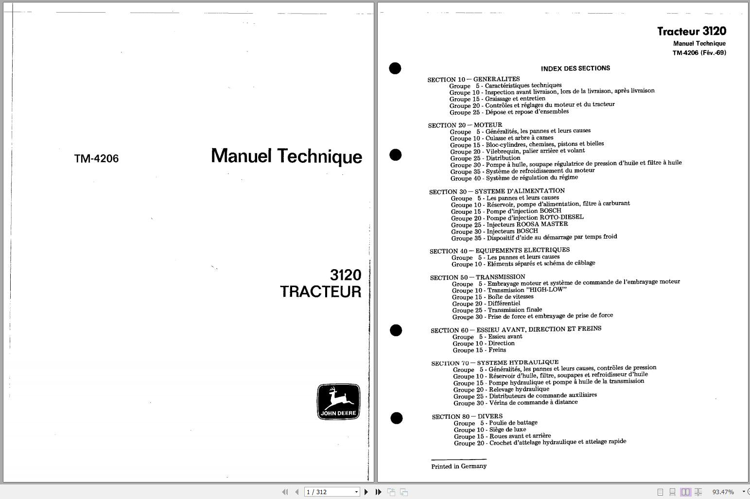 John Deere Tractor 3120 Technical Service Repair Manual TM4206 Spanish - PDF