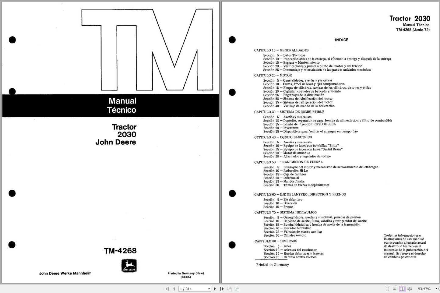 John Deere Tractor 2030 Technical Service Repair Manual TM4268 French - PDF