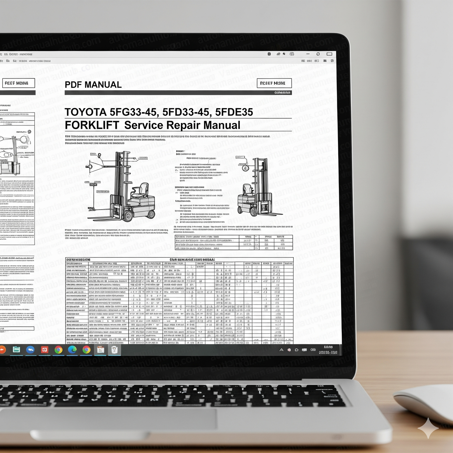 Toyota 5FG33-45, 5FD33-45, 5FGE35, 5FDE35 Forklift Service Repair Manual PDF