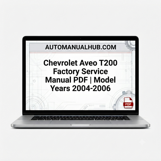 Chevrolet Aveo T200 Factory Service Manual PDF for model years 2004 to 2006.