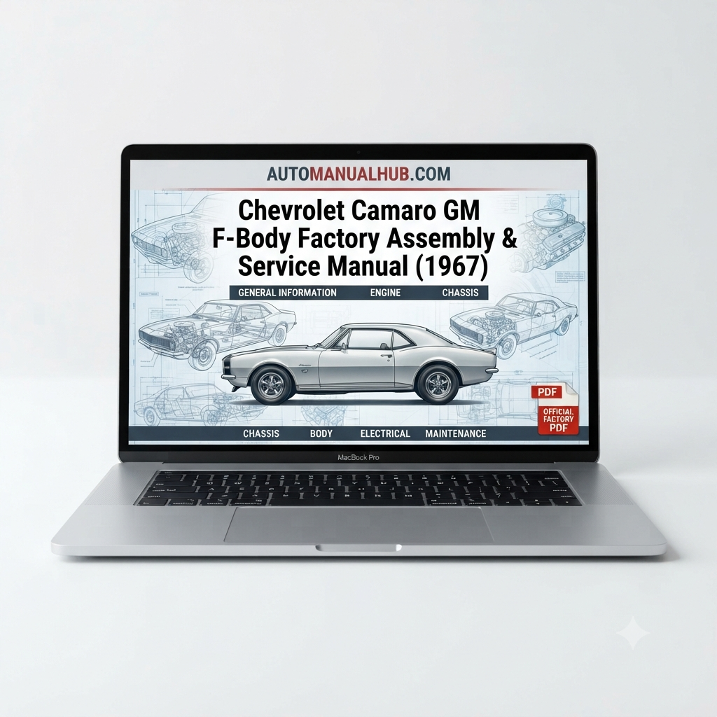Chevrolet Camaro GM F-Body Factory Assembly and Service Manual for 1967 models with factory assembly procedures and technical workshop information.