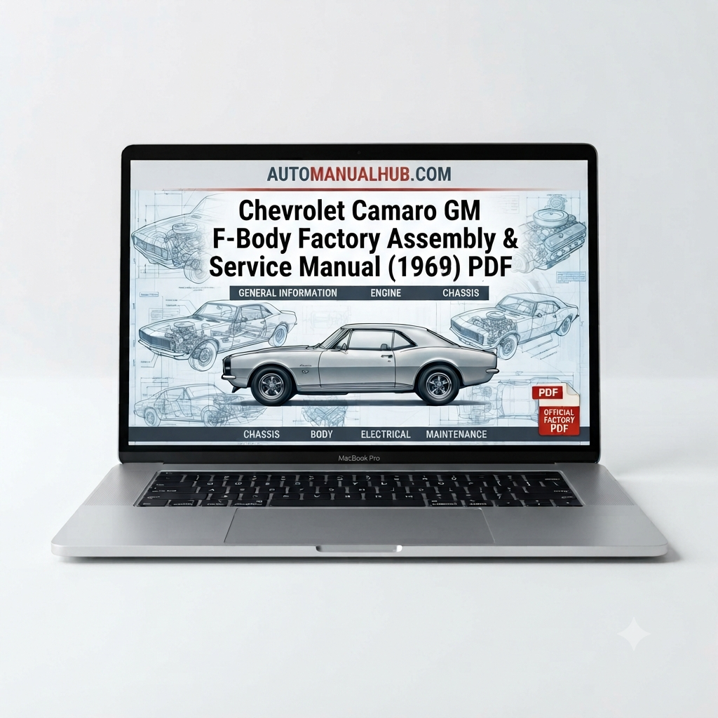 Chevrolet Camaro GM F-Body Factory Assembly and Service Manual for 1969 models with factory assembly procedures, workshop guidance, and technical reference information.