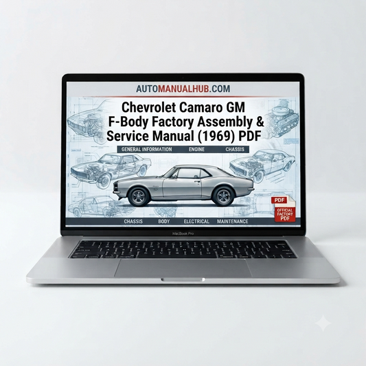 Chevrolet Camaro GM F-Body Factory Assembly and Service Manual for 1969 models with factory assembly procedures, workshop guidance, and technical reference information.