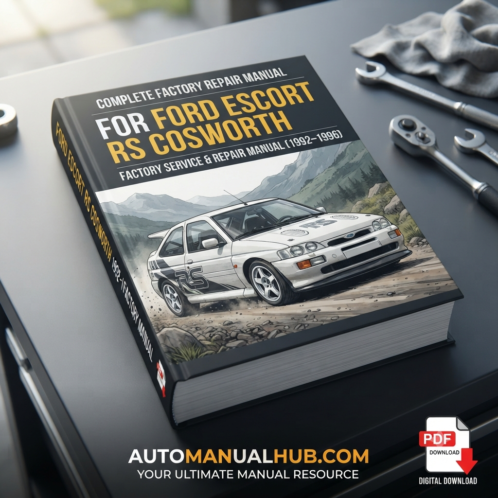 Ford Escort RS Cosworth Factory Service Manual for 1992–1996 models with factory specifications, maintenance procedures, repair information, and Sierra RS Cosworth coverage.