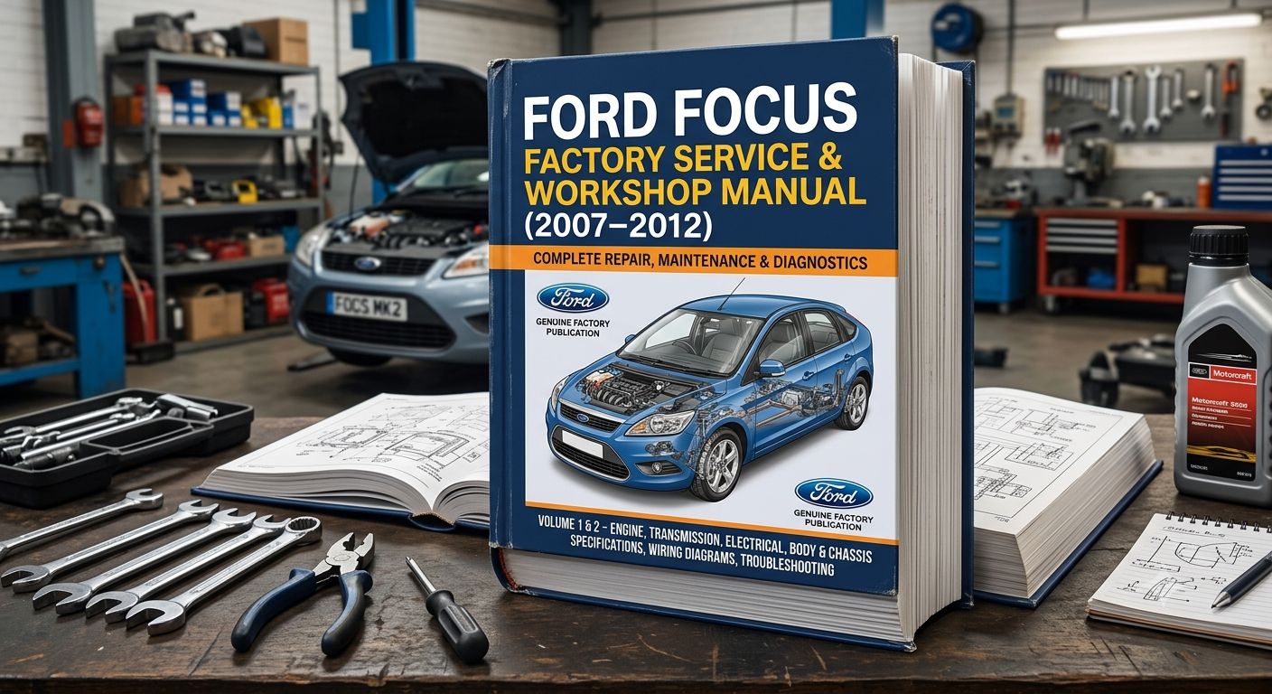 Ford Focus Factory Service and Workshop Manual for 2007–2012 models with mechanical instructions, repair, maintenance, electrical diagrams, and diagnostic information.