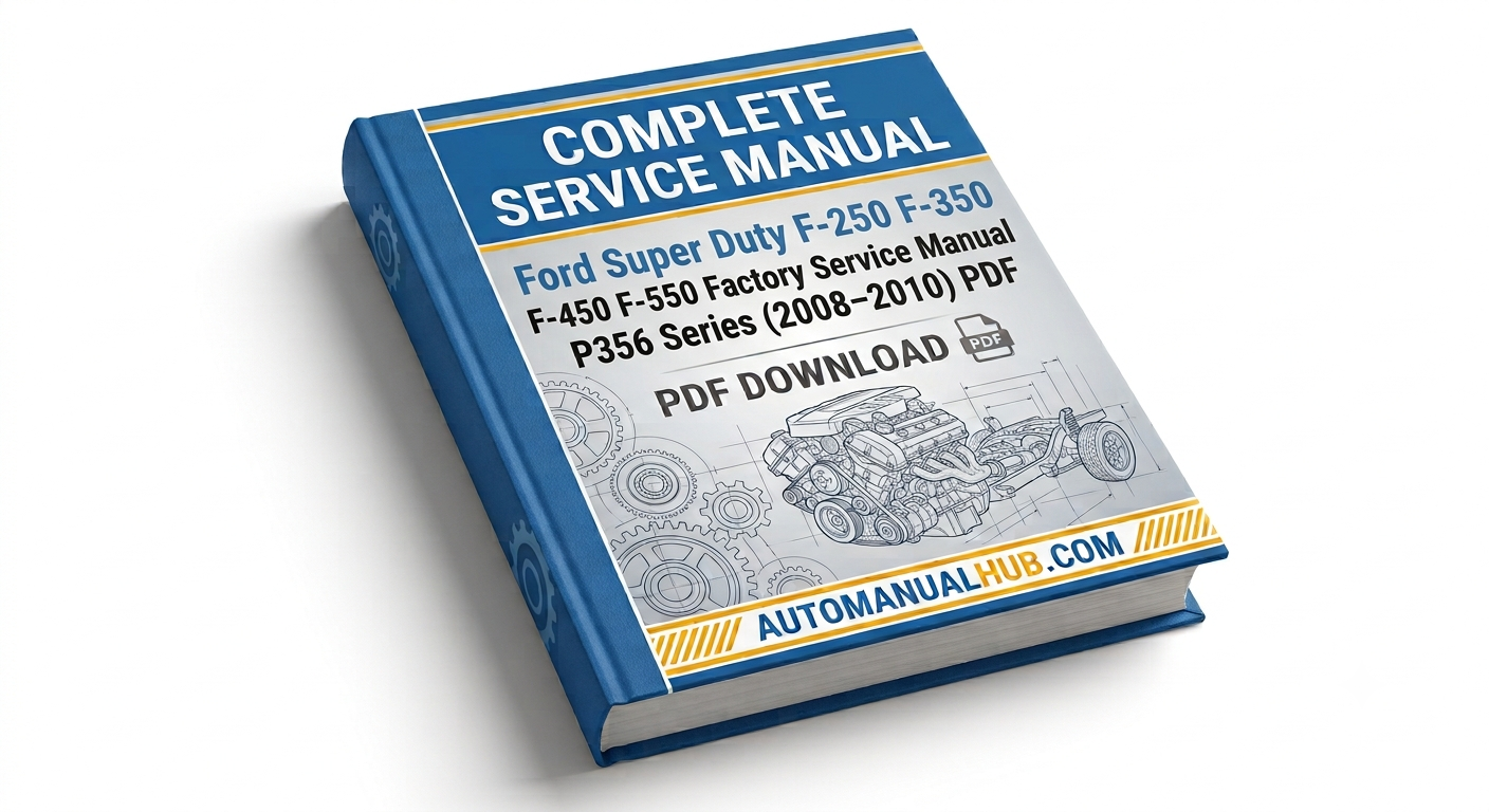 Ford Super Duty F-250 F-350 F-450 F-550 P356 Factory Service Manual for 2008–2010 models with engine, gearbox, wiring diagrams, diagnostics, repairs, and maintenance.