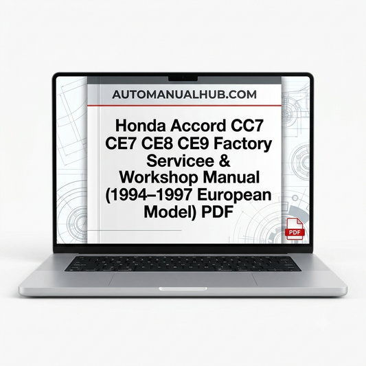 Honda Accord CC7 CE7 CE8 CE9 Factory Service and Workshop Manual for 1994–1997 European models with wiring diagrams, diagnostics, repairs, and maintenance information.
