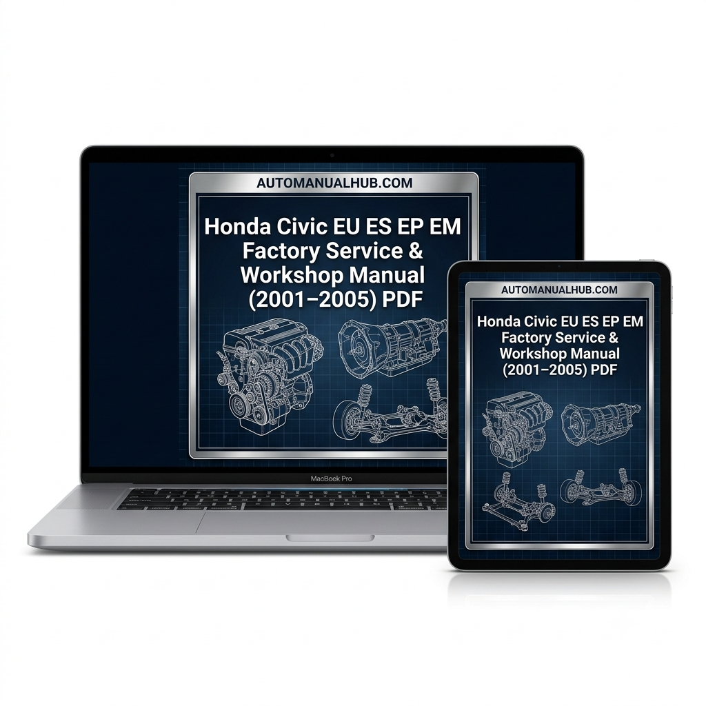 Honda Civic EU ES EP EM Factory Service and Workshop Manual for 2001–2005 models with factory specifications, repair, and maintenance information.