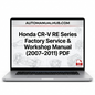 Honda CR-V RE Series Factory Service and Workshop Manual for 2007–2011 models covering maintenance, repairs, replacement procedures, and rebuild information.