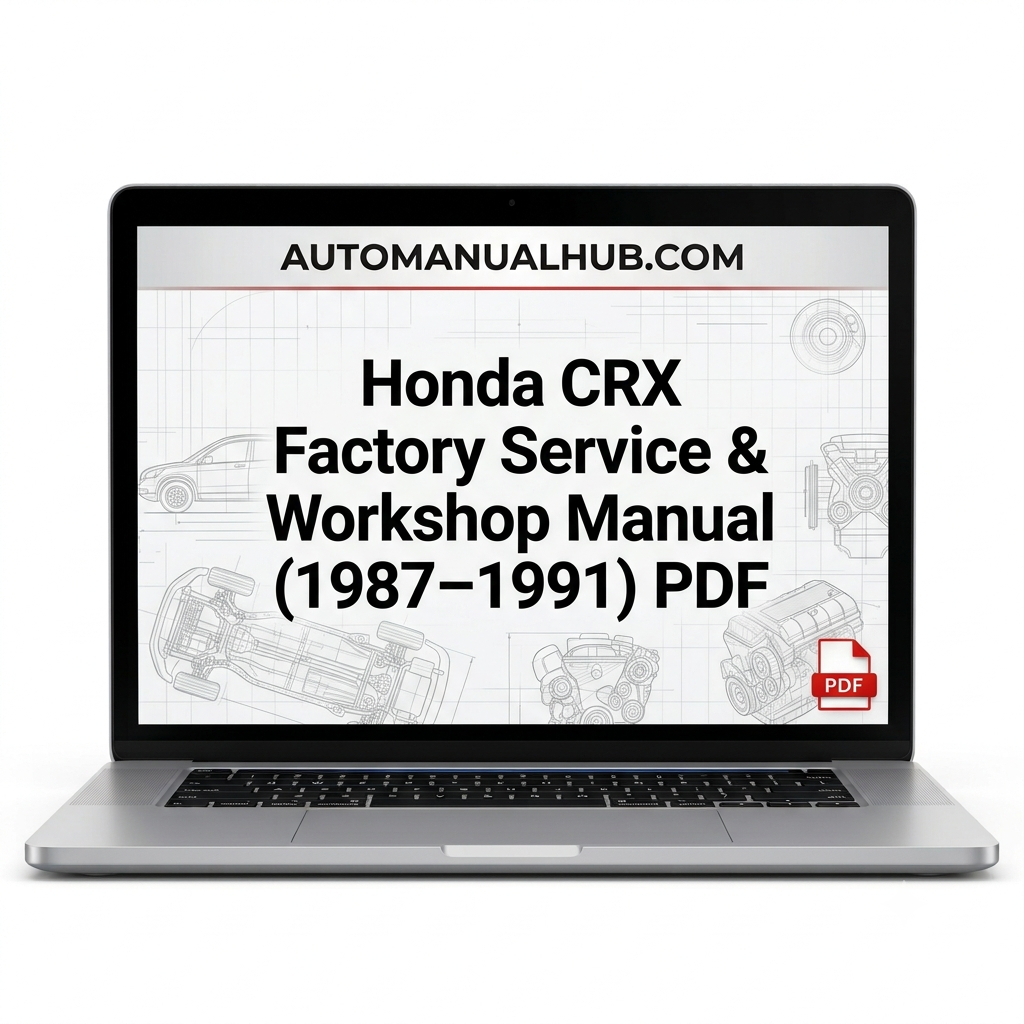 Honda CRX Factory Service and Workshop Manual for 1987–1991 models with factory specifications, repair guides, and maintenance information.