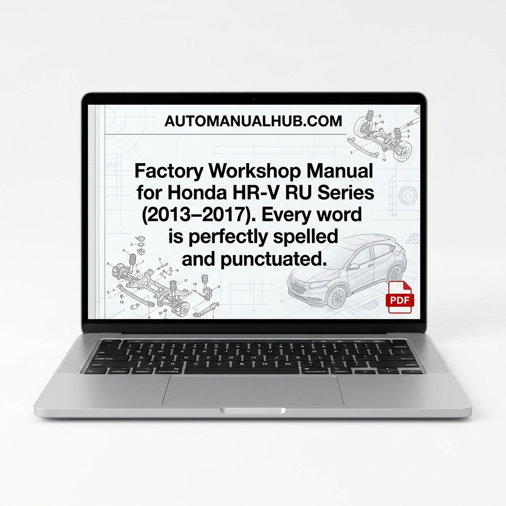 Honda HR-V RU Series Factory Service and Workshop Manual for 2013–2017 models covering engine, gearbox, wiring diagrams, diagnostics, repairs, maintenance, and rebuild procedures.