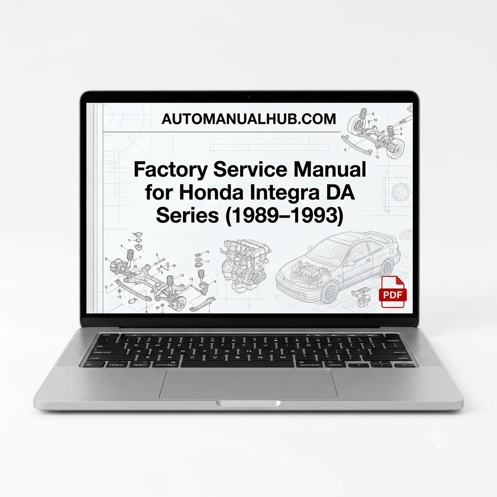 Honda Integra DA Series Factory Service Manual for 1989–1993 models with factory specifications, repair, and maintenance information.
