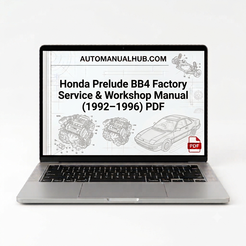 Honda Prelude BB4 Factory Service and Workshop Manual for 1992–1996 models with factory specifications, repair guides, and maintenance information.