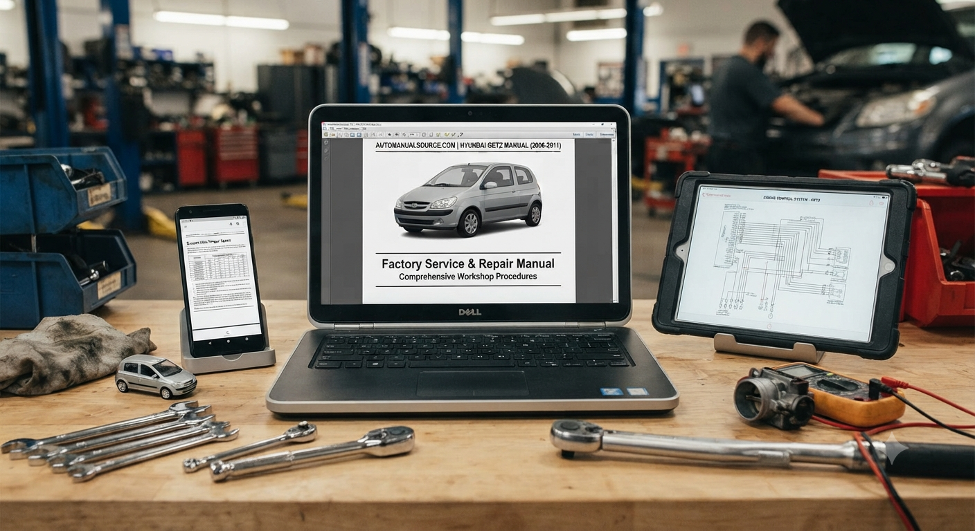 Hyundai Getz Factory Service and Repair Manual for 2006–2011 models with factory maintenance, mechanical, electrical, body, chassis, and workshop repair information.