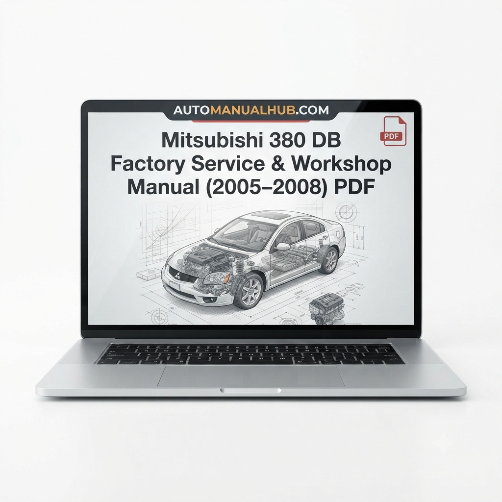 Mitsubishi 380 DB Factory Service and Workshop Manual for 2005–2008 models covering engine, gearbox, suspension, wiring diagrams, diagnostics, maintenance, repairs, and rebuild procedures.