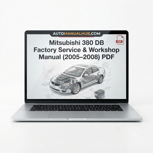 Mitsubishi 380 DB Factory Service and Workshop Manual for 2005–2008 models covering engine, gearbox, suspension, wiring diagrams, diagnostics, maintenance, repairs, and rebuild procedures.