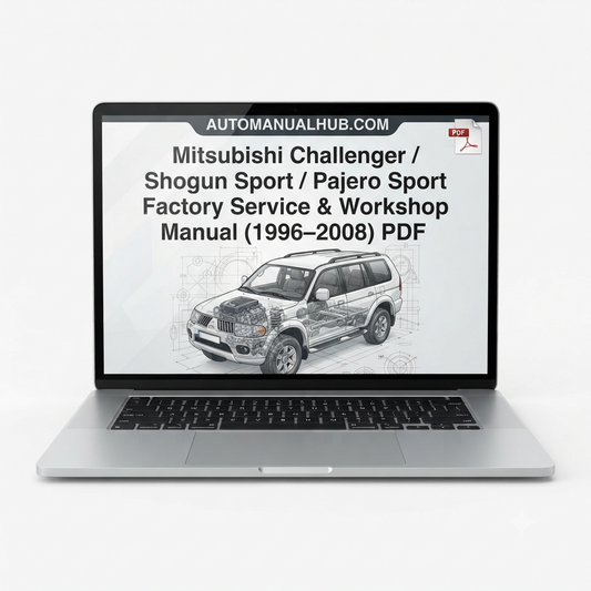Mitsubishi Challenger, Shogun Sport and Pajero Sport Factory Service and Workshop Manual for 1996–2008 models with wiring diagrams, diagnostics, maintenance, repairs, and rebuild procedures.