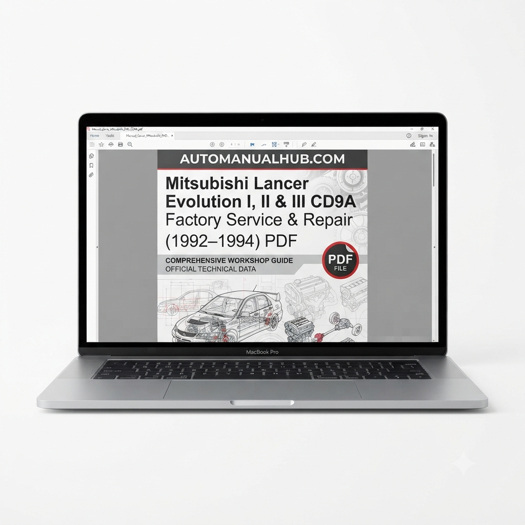 Mitsubishi Lancer Evolution I, II and III CD9A Factory Service and Repair Manual compilation for 1992–1994 models with factory specifications, maintenance, and repair information.
