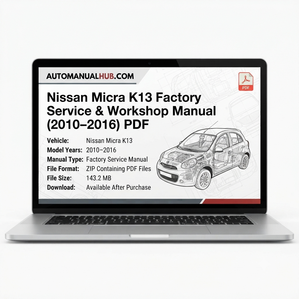 Official Nissan Micra K13 Factory Service and Workshop Manual for 2010–2016 models with repair, maintenance, rebuild and diagnostic information.
