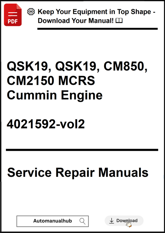Service repair manual for Cummin engines on a white background